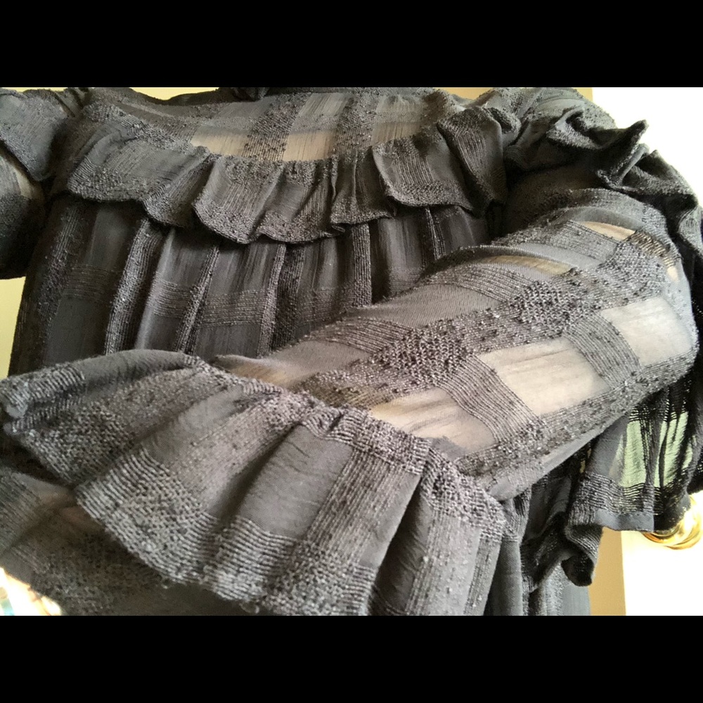 H&M RUFFLE CHECK SHEER BLACK BABYDOLL DRESS - Picture 3 of 8